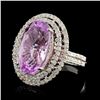 Image 2 : 14K W Gold 9.84ct Kunzite & 0.96ct Diamond Ring