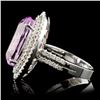 Image 3 : 14K W Gold 9.84ct Kunzite & 0.96ct Diamond Ring
