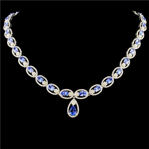 14K Gold 16.85ct Tanzanite & 5.93ctw Diamond Neckl