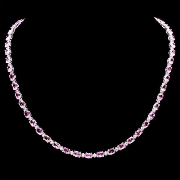 14k Gold 25.00ct Sapphire & 1.35ct Diamond Neckla