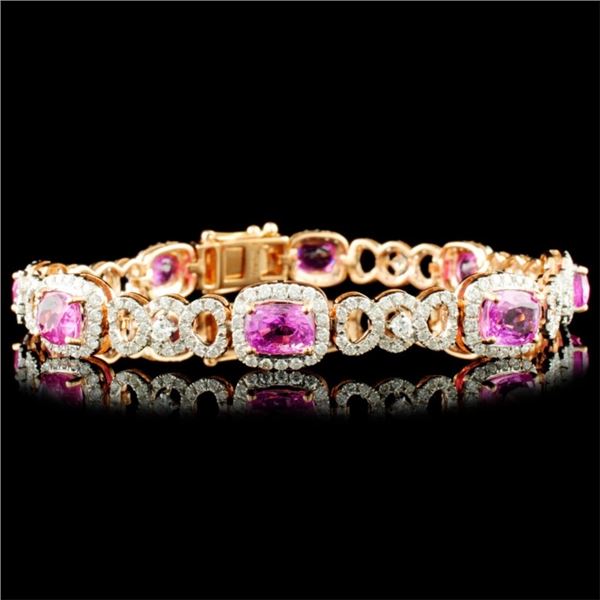 18K Gold 10.54ct Sapphire & 2.69ctw Diamond Bracel