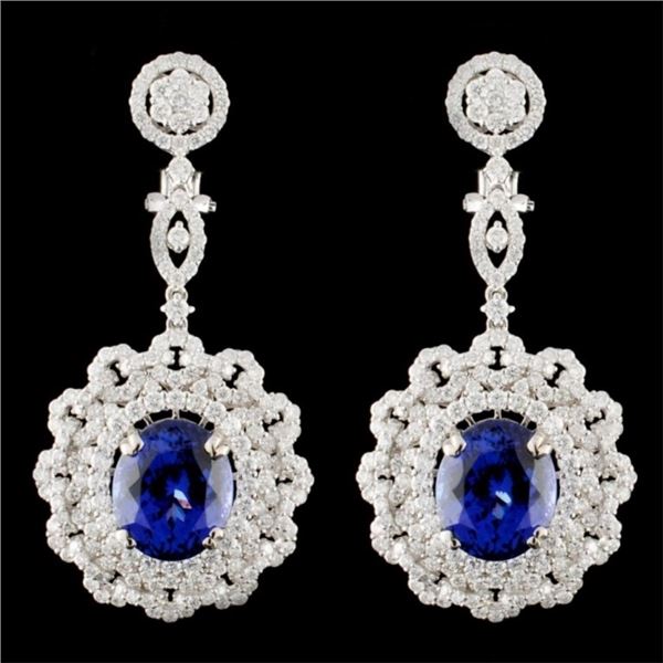 18K Gold 15.63ctw Tanzanite & 5.43ctw Diamond Earr