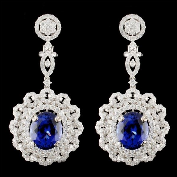 18K Gold 15.63ctw Tanzanite & 5.43ctw Diamond Earr