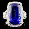 Image 1 : 18K Gold 9.15ct Tanzanite & 0.94ctw Diamond Ring