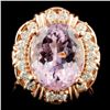 Image 1 : 14K Gold 4.92ct Kunzite & 0.43ctw Diamond Ring