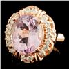 Image 2 : 14K Gold 4.92ct Kunzite & 0.43ctw Diamond Ring