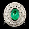 Image 1 : 18K Gold 0.66ct Emerald & 1.02ctw Diamond Ring