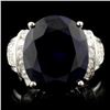 Image 1 : 14K Gold 13.50ct Sapphire & 0.75ctw Diamond Ring