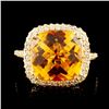 Image 1 : 14K Gold 8.40ct Citrine & 1.46ctw Diamond Ring