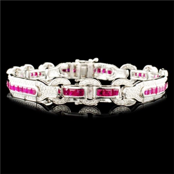 14K Gold 5.12ct Ruby & 1.30ctw Diamond Bracelet