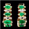 Image 2 : 14K Gold 0.46ct Emerald & 0.22ct Diamond Earrings