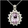 Image 1 : 14K Gold 6.96ct Kunzite & 0.90ctw Diamond Pendant