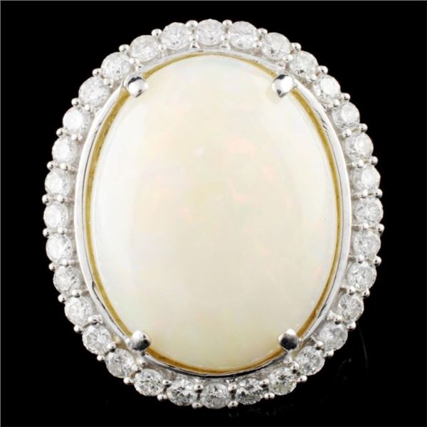 14K Gold 13.31ct Opal & 1.45ctw Diamond Ring