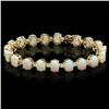Image 1 : 14k Gold 18.00ct Opal & 1.45ct Diamond Bracelet