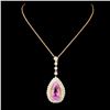 Image 2 : 14K Gold 6.62ct Kunzite & 1.69ctw Diamond Pendant