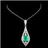 Image 2 : 18K White Gold 4.19ct Emerald & 0.90ct Diamond Pen