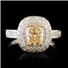 Image 1 : 18K White Gold 1.75ctw Fancy Yellow Diamond Ring