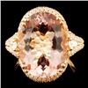 Image 1 : 14K Gold 8.34ct Morganite & 0.70ctw Diamond Ring