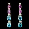 Image 1 : 14K Gold 2.00ct Zircon & 0.35ctw Diamond Earrings