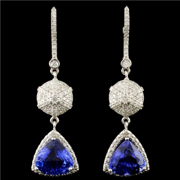 14K Gold 7.42ctw Tanzanite & 1.05ctw Diamond Earri