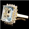 Image 2 : 14K Gold 5.45ct Aquamarine & 0.52ctw Diamond Ring
