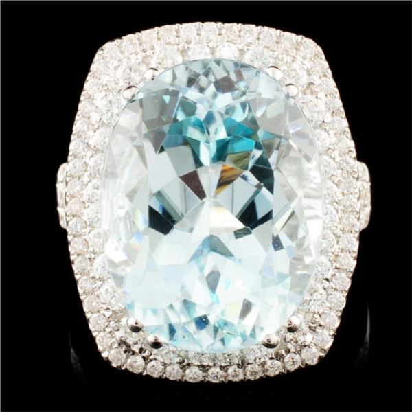 18K Gold 13.89ct Tourmaline & 1.04ctw Diamond Ring