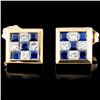 Image 1 : 18K Gold 0.63ctw Sapphire & 0.40ctw Diamond Earrin