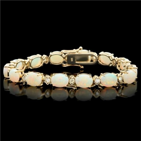 14k Gold 15.50ct Opal & 1.00ct Diamond Bracelet