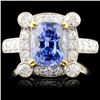 Image 1 : 18K White Gold 4.18ct Sapphire & 1.02ct Diamond Ri