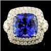 Image 1 : 18K Gold 8.22ct Tanzanite & 1.11ctw Diamond Ring