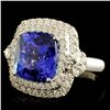 Image 2 : 18K Gold 8.22ct Tanzanite & 1.11ctw Diamond Ring