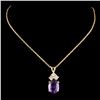 Image 2 : 14K Gold 3.00ct Amethyst & 0.26ctw Diamond Pendant