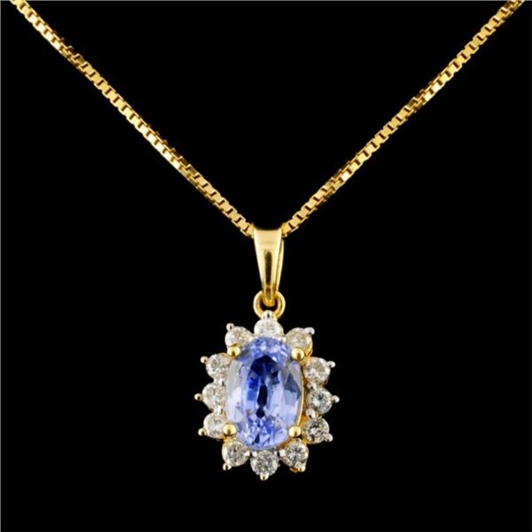 18K Gold 1.21ct Tanzanite & 0.21ctw Diamond Pendan