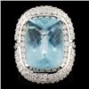 Image 1 : 18K Gold 10.82ct Aquamarine & 3.76ctw Diamond Ring