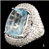 Image 2 : 18K Gold 10.82ct Aquamarine & 3.76ctw Diamond Ring