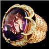 Image 2 : 14K Gold 22.59ct Amethyst & 0.80ctw Diamond Ring