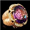 Image 3 : 14K Gold 22.59ct Amethyst & 0.80ctw Diamond Ring