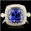 Image 1 : 14K Gold 3.55ct Tanzanite & 0.42ctw Diamond Ring