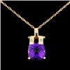 Image 1 : 14K Gold 3.50ct Amethyst & 0.03ctw Diamond Pendant