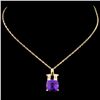 Image 2 : 14K Gold 3.50ct Amethyst & 0.03ctw Diamond Pendant