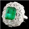 Image 2 : 18K Gold 3.94ct Emerald & 1.61ctw Diamond Ring