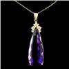 Image 1 : 14K Gold 24.37ct Amethyst & 0.30ctw Diamond Pendan
