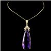 Image 2 : 14K Gold 24.37ct Amethyst & 0.30ctw Diamond Pendan