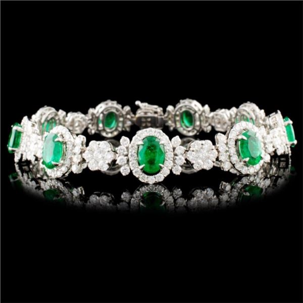 18K Gold 15.04ct Emerald & 7.29ctw Diamond Bracele