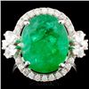 Image 1 : 18K Gold 6.19ct Emerald & 0.82ctw Diamond Ring