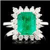 Image 1 : 18K Gold 2.28ct Emerald & 0.57ctw Diamond Ring