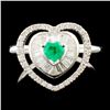 Image 1 : 18K Gold 0.21ct Emerald & 0.61ctw Diamond Ring