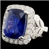 Image 2 : 18K Gold 13.40ct Sapphire & 1.57ctw Diamond Ring