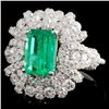 Image 2 : 18K White Gold 1.77ct Emerald & 1.55ct Diamond Rin