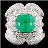 Image 1 : 18K Gold 3.16ct Emerald & 2.95ctw Diamond Ring